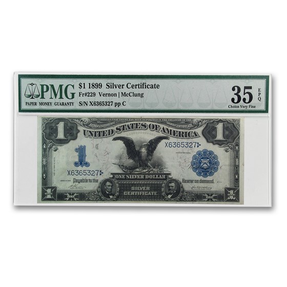 1899 $1.00 Silver Certificate Black Eagle VF-35 EPQ PMG 1899 $1.00 Silver Certificate Black Eagle VF-35 EPQ PMG