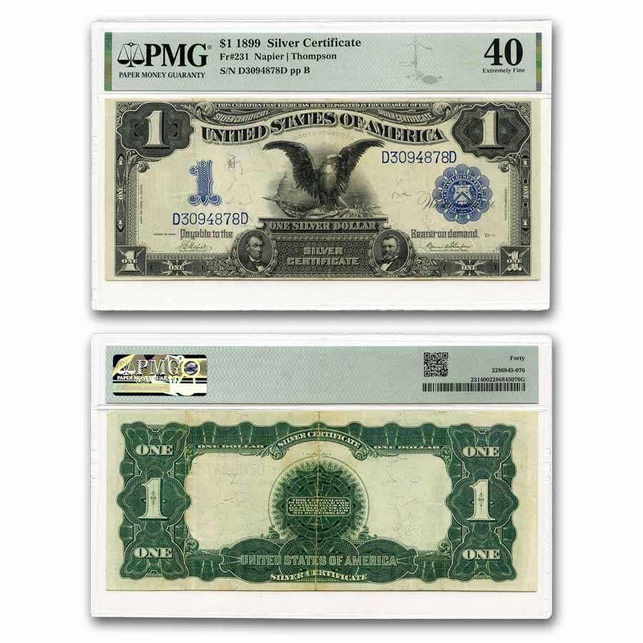 1899 $1.00 Silver Certificate Black Eagle XF-40 PMG (Fr#231)