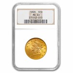1899 $10 Liberty Gold Eagle MS-63+ NGC