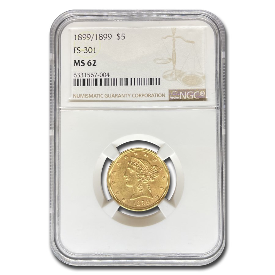 1899/1899 $5 Liberty Gold Half Eagle MS-62 NGC (FS-301)