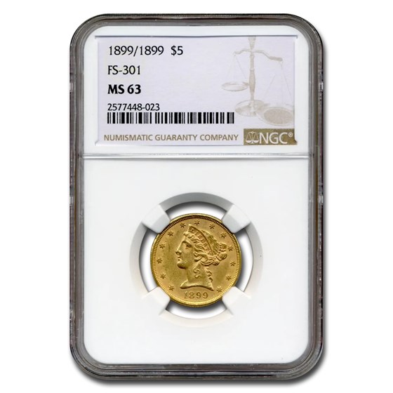 1899/1899 $5 Liberty Gold Half Eagle MS-63 NGC (FS-301)