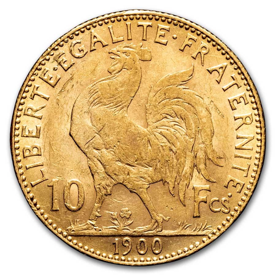 1899-1914 France Gold 10 Francs Rooster (AU)