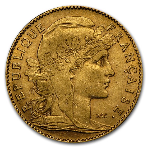 1899-1914 France Gold 10 Francs Rooster (Avg Circ) 1899-1914 France Gold 10 Francs Rooster (Avg Circ)