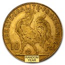 1899-1914 France Gold 10 Francs Rooster Avg Circ
