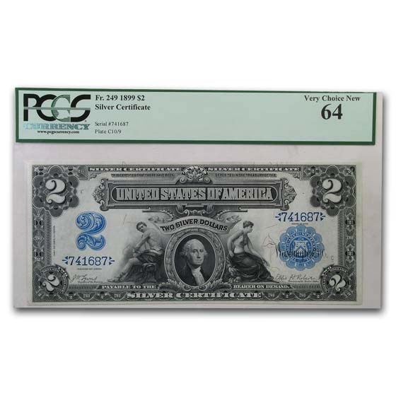 1899 $2.00 Silver Cert. George Washington CU-64 PCGS (Fr#249) 1899 $2.00 Silver Cert. George Washington CU-64 PCGS (Fr#249)