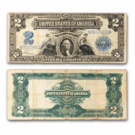 1899 $2.00 Silver Cert George Washington Fine (Fr#258) Details