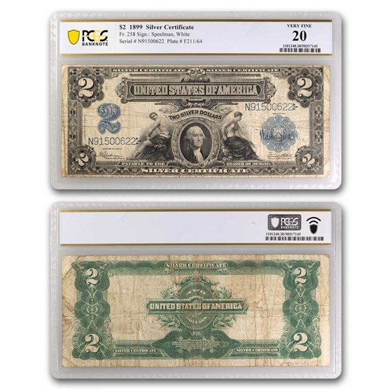 1899 $2.00 Silver Cert. George Washington VF-20 PCGS (Fr#258) 1899 $2.00 Silver Cert. George Washington VF-20 PCGS (Fr#258)