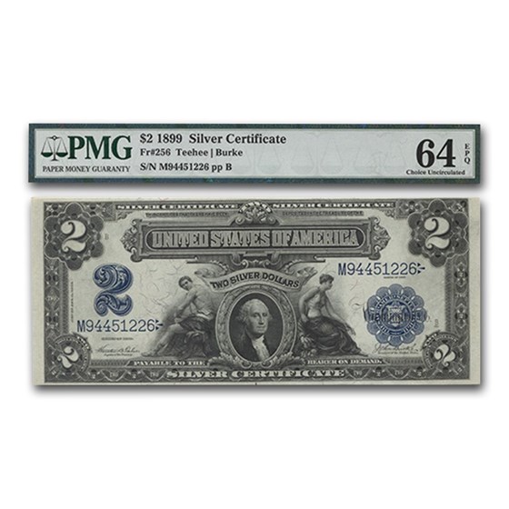 1899 $2.00 Silver Certificate George Washington CU-64 EPQ PMG 1899 $2.00 Silver Certificate George Washington CU-64 EPQ PMG