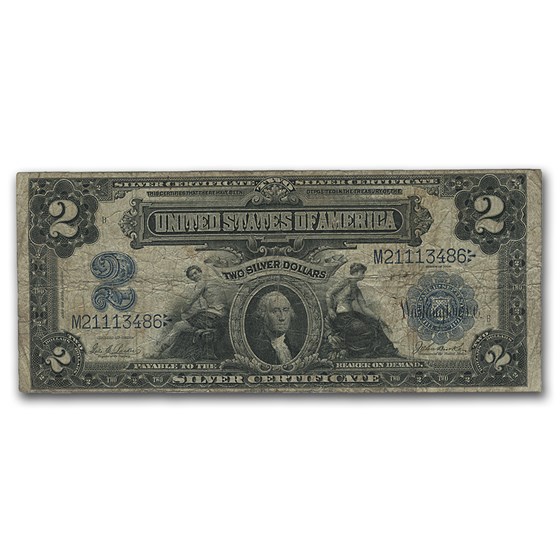 1899 $2.00 Silver Certificate George Washington Fine 1899 $2.00 Silver Certificate George Washington Fine