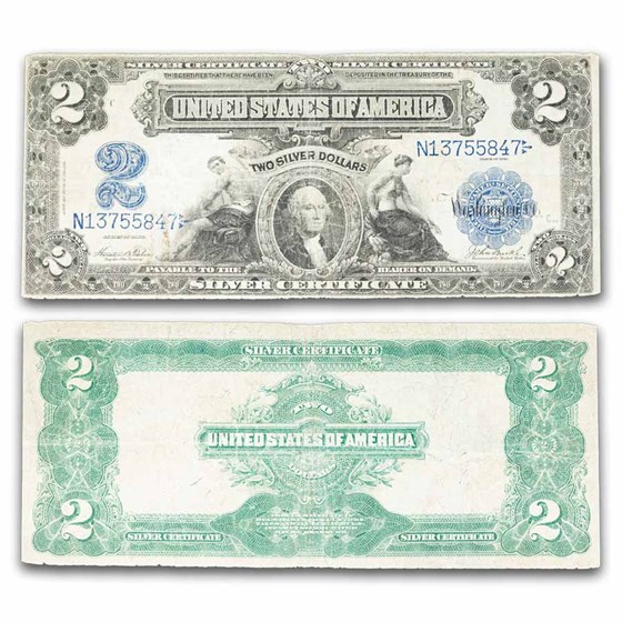 1899 $2.00 Silver Certificate Washington Fine (Fr#256)
