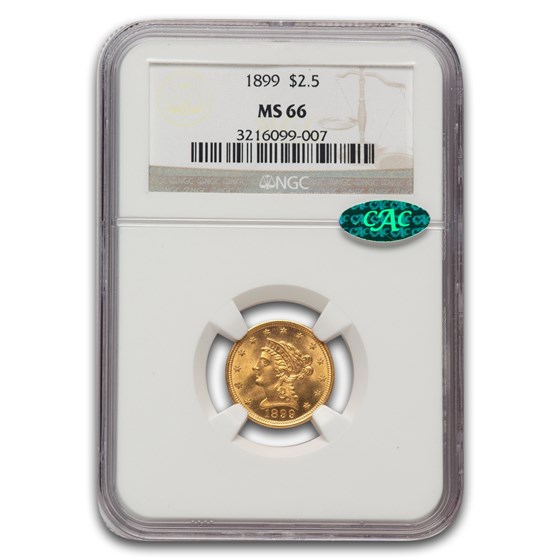 1899 $2.50 Liberty Gold Quarter Eagle MS-66 NGC CAC