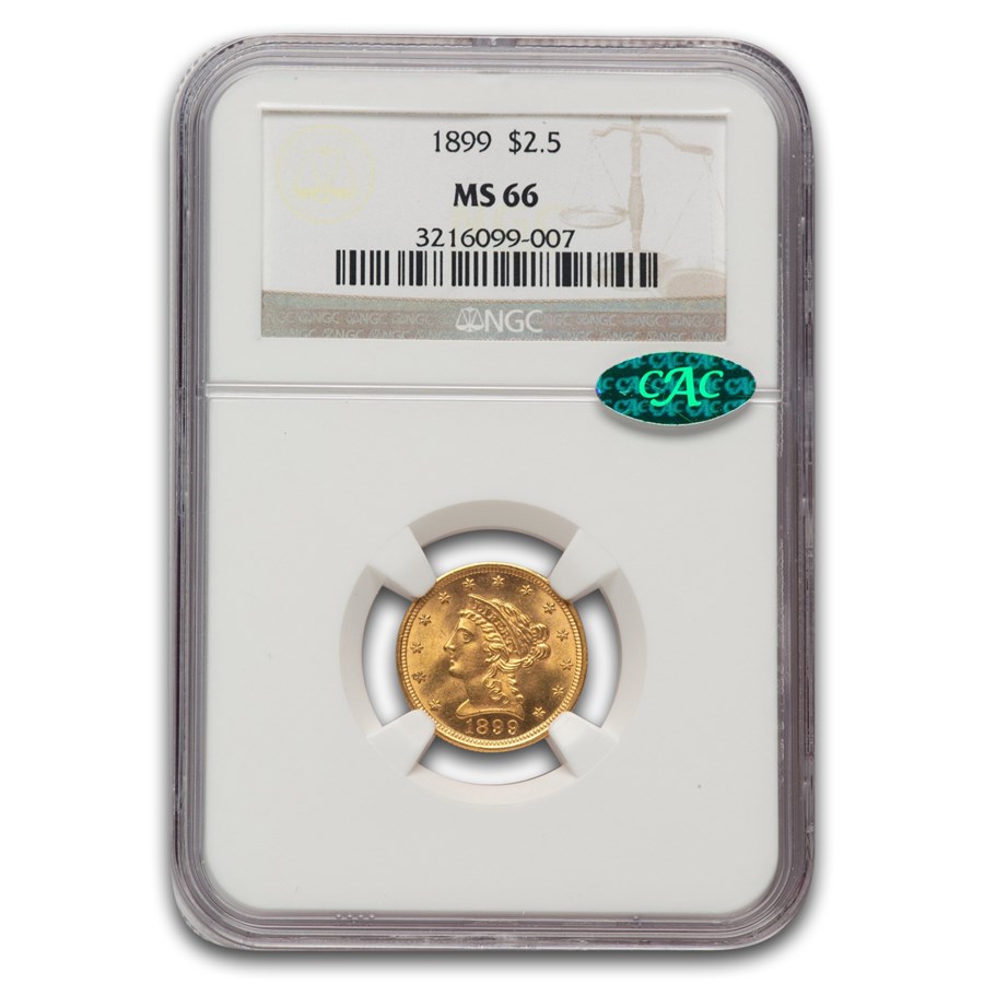 1899 $2.50 Liberty Gold Quarter Eagle MS-66 NGC CAC