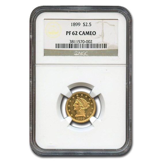 1899 $2.50 Liberty Gold Quarter Eagle PF-62 Cameo NGC 1899 $2.50 Liberty Gold Quarter Eagle PF-62 Cameo NGC