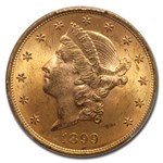 1899 $20 Liberty Double Eagle MS-64+ PCGS