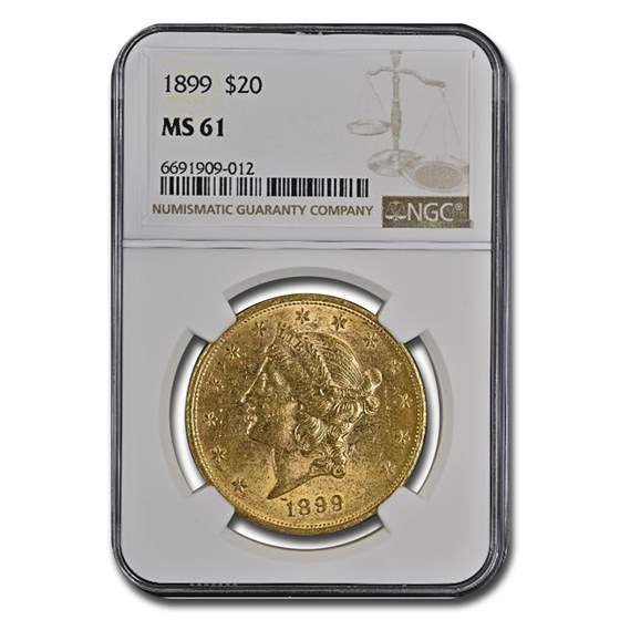1899 $20 Liberty Gold Double Eagle MS-61 NGC 1899 $20 Liberty Gold Double Eagle MS-61 NGC