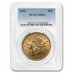 1899 $20 Liberty Gold Double Eagle MS-61 PCGS
