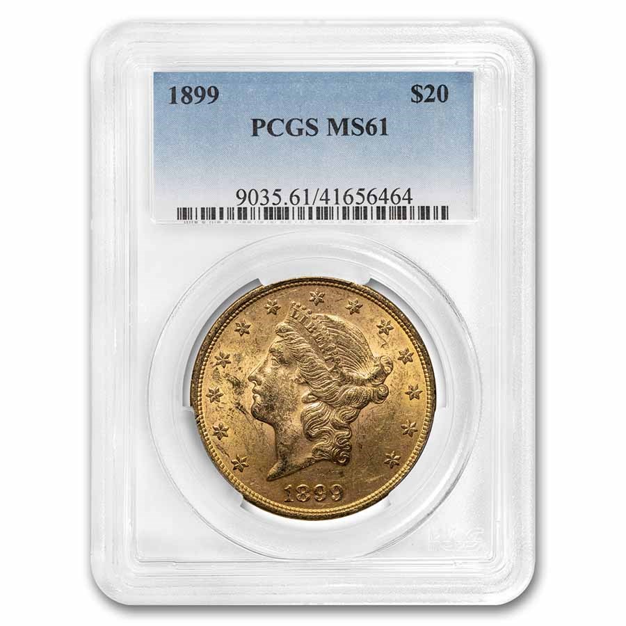 1899 $20 Liberty Gold Double Eagle MS-61 PCGS