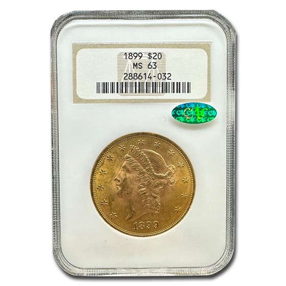 1899 $20 Liberty Gold Double Eagle MS-63 NGC CAC 1899 $20 Liberty Gold Double Eagle MS-63 NGC CAC