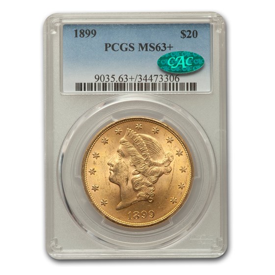 1899 $20 Liberty Gold Double Eagle MS-63+ PCGS CAC 1899 $20 Liberty Gold Double Eagle MS-63+ PCGS CAC