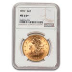 1899 $20 Liberty Gold Double Eagle MS-64+ NGC