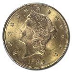 1899 $20 Liberty Gold Double Eagle MS-64+ PCGS CAC