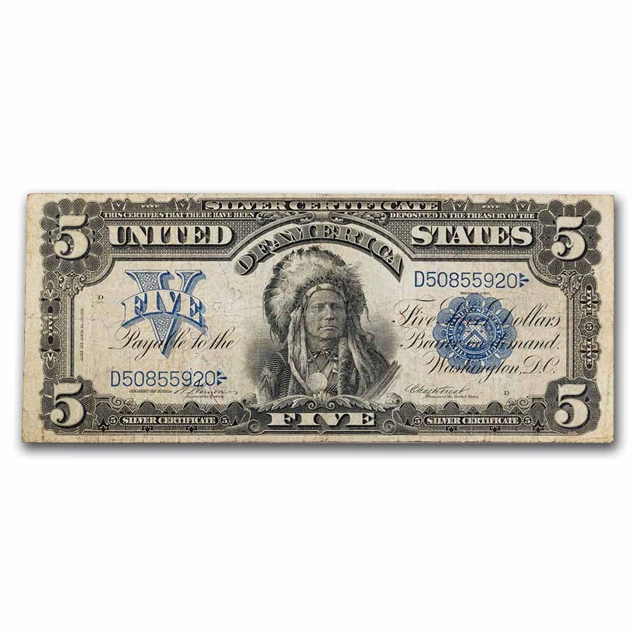 1899 $5.00 Silver Cert. Chief Running Antelope VF (Fr#273)