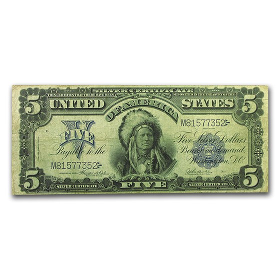 1899 $5.00 Silver Certificate Chief F/VF 1899 $5.00 Silver Certificate Chief F/VF