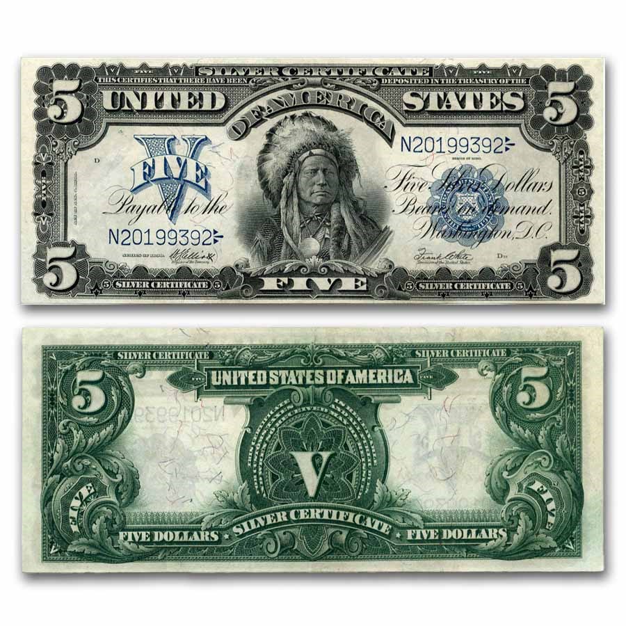 1899 $5.00 Silver Certificate Chief Running Antelope AU (Fr#280)