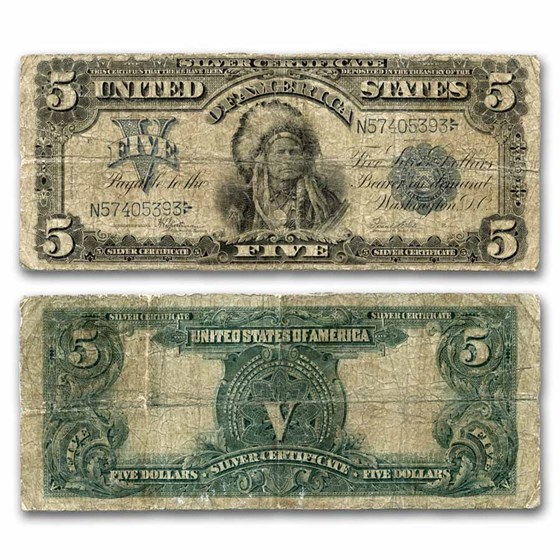 1899 $5.00 Silver Certificate Chief Running Antelope VG (Fr#281) 1899 $5.00 Silver Certificate Chief Running Antelope VG (Fr#281)