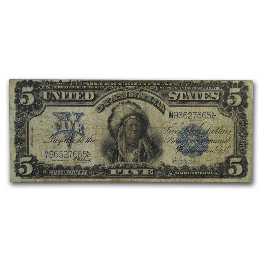1899 $5.00 Silver Certificate Chief Running Antelope VG