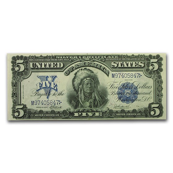 1899 $5.00 Silver Certificate Chief Running Antelope XF 1899 $5.00 Silver Certificate Chief Running Antelope XF