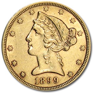 1899 $5 Liberty Gold Half Eagle AU