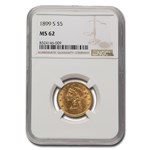 1899 $5 Liberty Gold Half Eagle MS-62 NGC