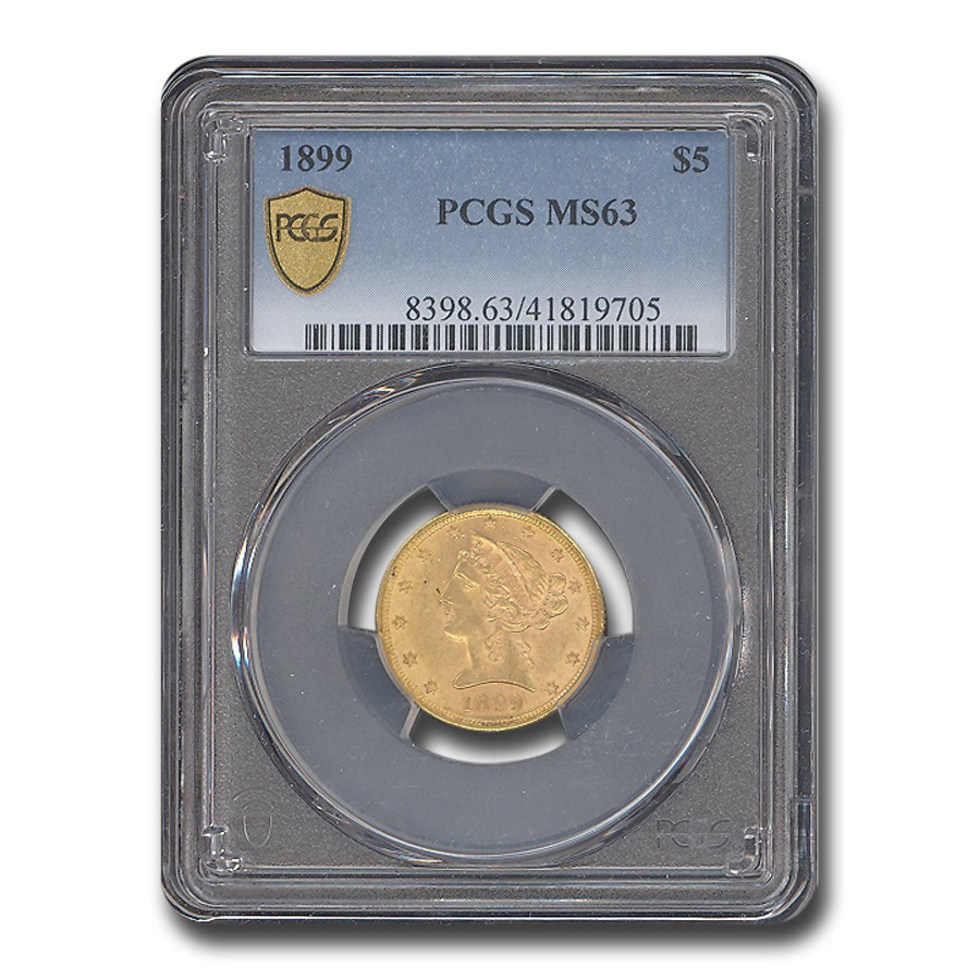 1899 $5 Liberty Gold Half Eagle MS-63 PCGS