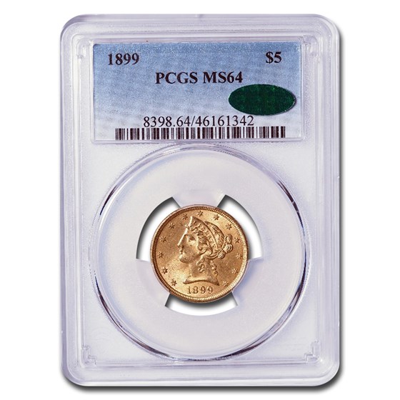 1899 $5 Liberty Gold Half Eagle MS-64 PCGS CAC 1899 $5 Liberty Gold Half Eagle MS-64 PCGS CAC