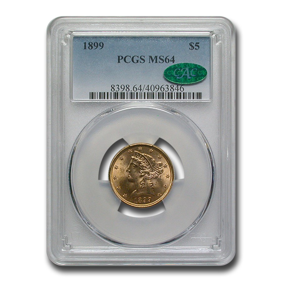 1899 $5 Liberty Gold Half Eagle MS-64 PCGS CAC