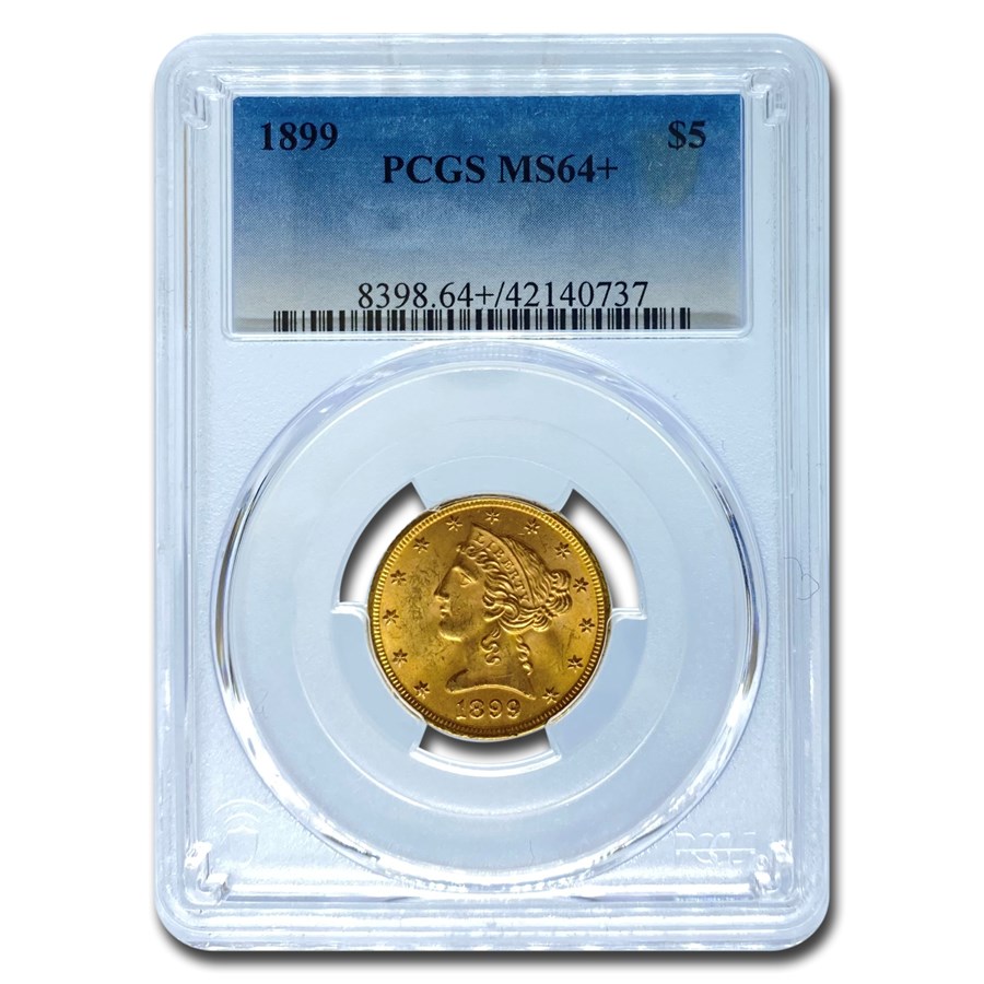 1899 $5 Liberty Gold Half Eagle MS-64+ PCGS (Plus)