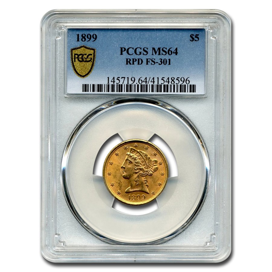 1899 $5 Liberty Gold Half Eagle MS-64 PCGS (RPD FS-301)