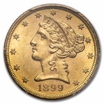1899 $5 Liberty Gold Half Eagle MS-64 PCGS
