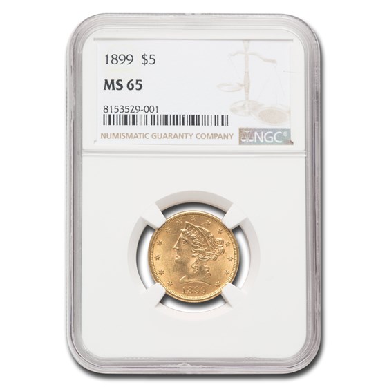 1899 $5 Liberty Gold Half Eagle MS-65 NGC 1899 $5 Liberty Gold Half Eagle MS-65 NGC