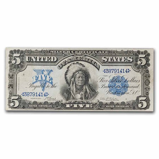 1899 $5 Silver Cert. Chief Running Antelope VF (Fr#271)
