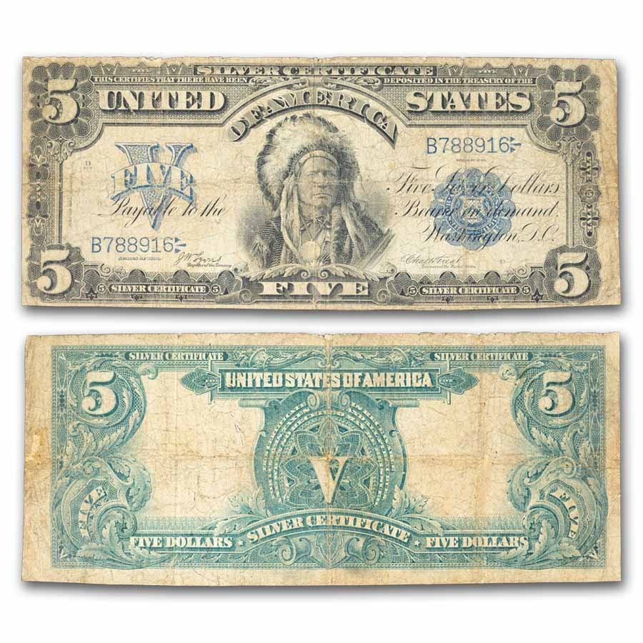 1899 $5 Silver Certificate Chief Running Antelope Fine (Fr#272)