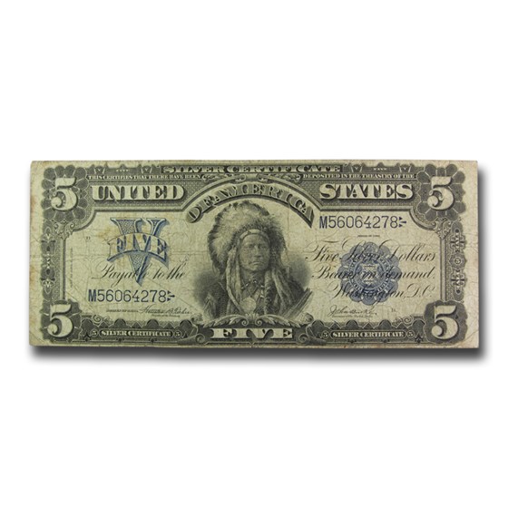 1899 $5 Silver Certificate Chief Running Antelope Fine (Fr#278) 1899 $5 Silver Certificate Chief Running Antelope Fine (Fr#278)