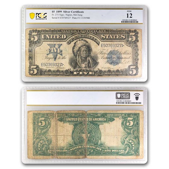 1899 $5 Silver Certificate Chief Running Antelope Fine (Fr#281) 1899 $5 Silver Certificate Chief Running Antelope Fine (Fr#281)