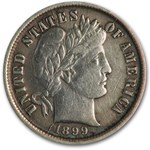 1899 Barber Dime Fine