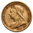 1899 Great Britain Gold Half-Sovereign Victoria Veil AU