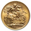 1899-M Australia Gold Sovereign Veil Head Victoria BU