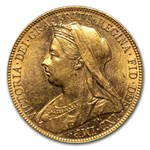 1899-M Australia Gold Sovereign Veil Head Victoria BU