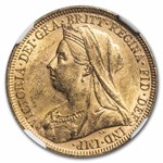 1899-M Australia Gold Sovereign Veil Head Victoria MS-61 NGC