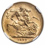 1899-M Australia Gold Sovereign Veil Head Victoria MS-61 NGC